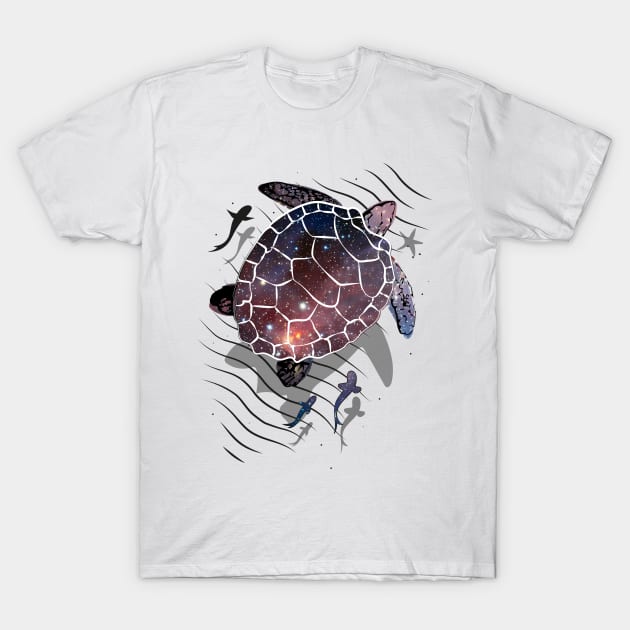 Floating space turtle T-Shirt by Masato_Mio